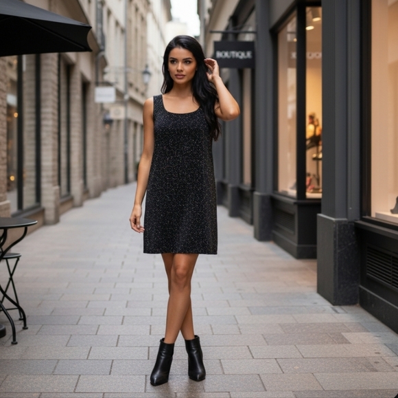 Rabbit Rabbit Rabbit Designs Black Sparkle Mini Dress Size 8P - Picture 8 of 8